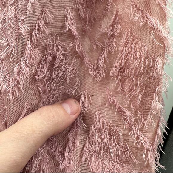 SHEIN Pink Feather Fringe Tie‎ Open Front Long Sleeve Mini Dress Size 4XL - Picture 6 of 9